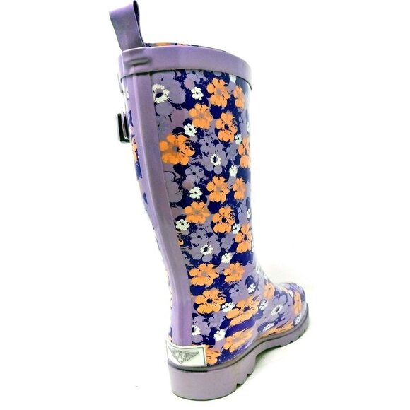 Women's Rain Boots, Midcalf Floral Rubber RB-3156 Rainboots - Picture 3 of 4